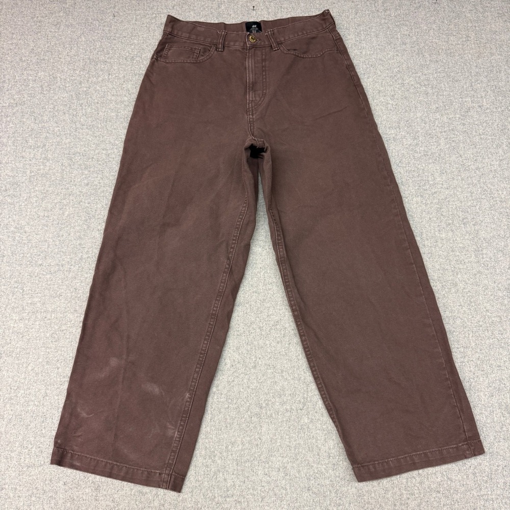 H&M | Baggy Fit Pants | 30 | Brown | 100% Cotton Wide Leg Casual Streetwear 2761
